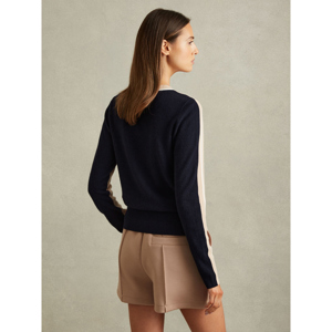 REISS ANNIE Wool Blend Colourblock Crew Neck Jumper With Cashmere